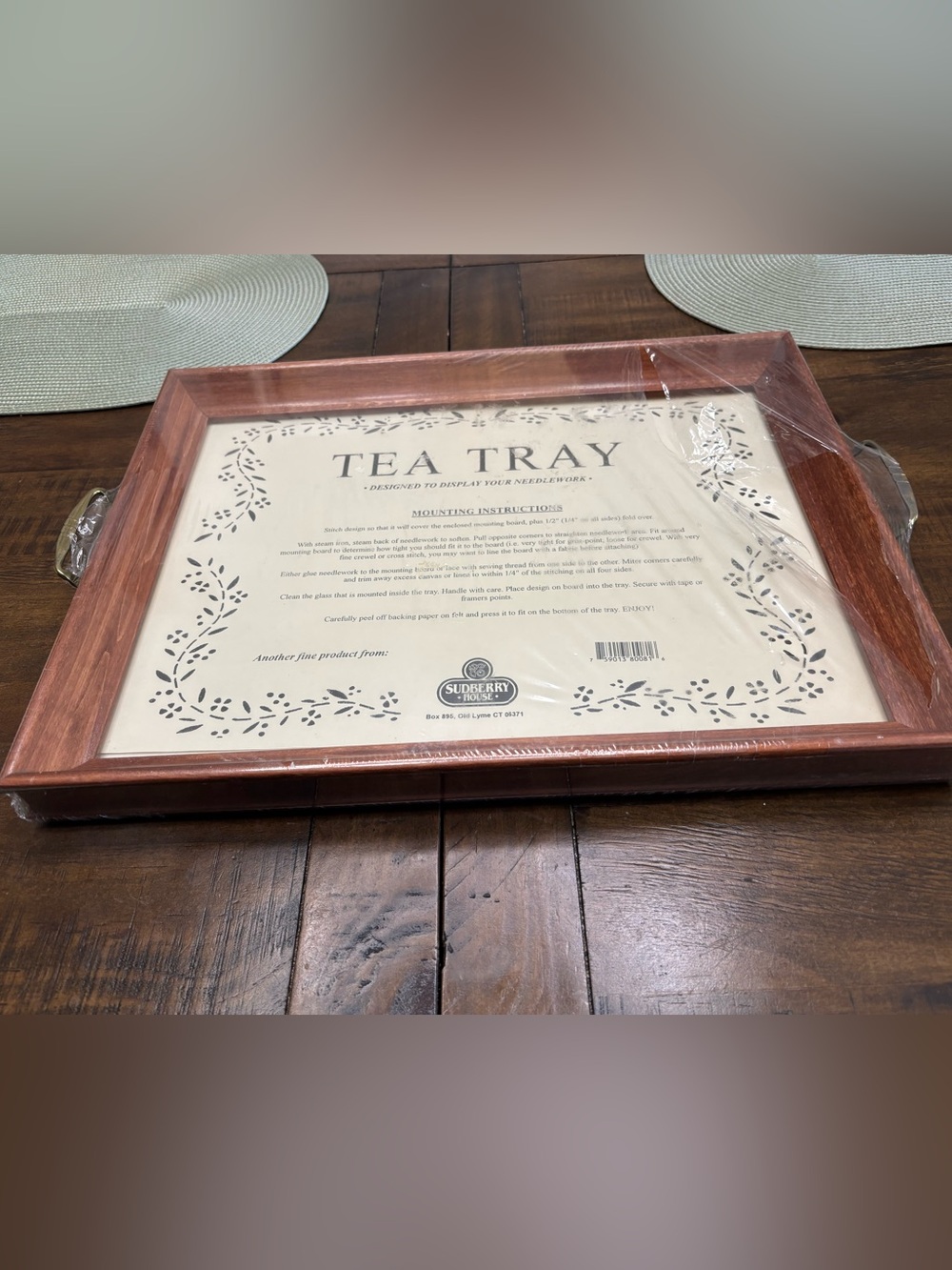 New sudberry house wood needlework display tea tray
